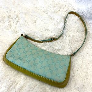 GUCCI WEBLINE  VINTAGE SHOULDER MINI BAG TURQUOISE VGC